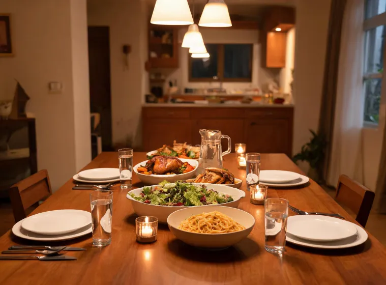 Dinner table prepared for guests